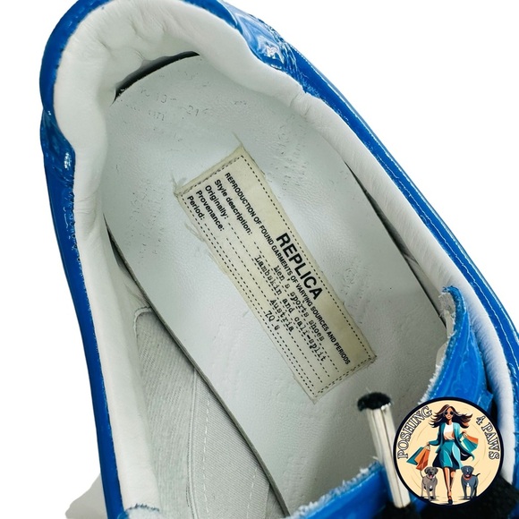 Maison Margiela Patent Leather Low Top Sneaker Dazzling Blue Size 40 NIB - Picture 12 of 13